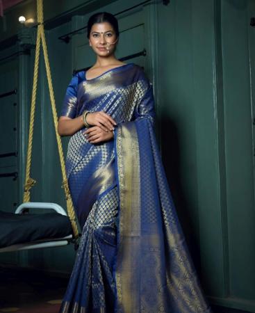 Picture of Radiant Blue Silk Saree