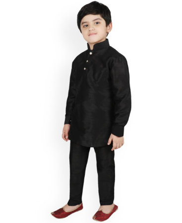 Picture of Shapely Black Kids Kurta Pyjama