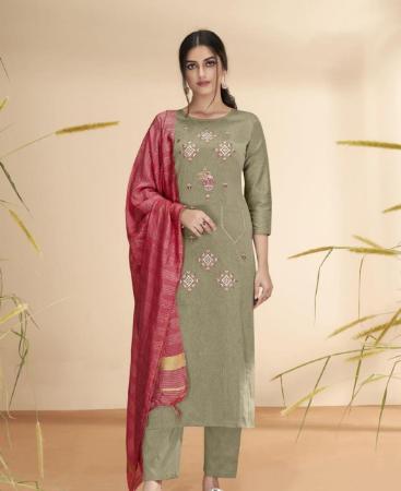 Picture of Delightful Kaki Readymade Salwar Kameez