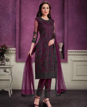 Picture of Graceful Purple Straight Cut Salwar Kameez