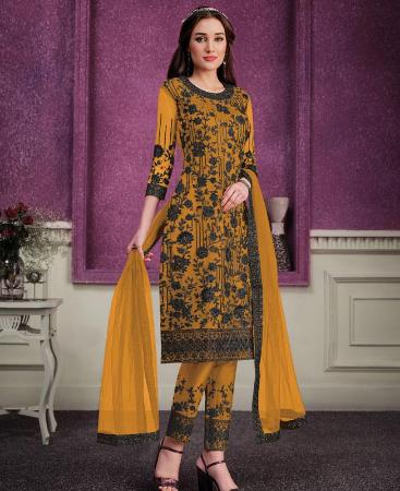 Picture of Alluring Yellow Straight Cut Salwar Kameez