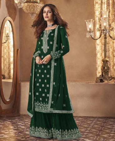 Picture of Elegant Green Straight Cut Salwar Kameez