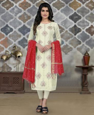 Picture of Charming White Straight Cut Salwar Kameez