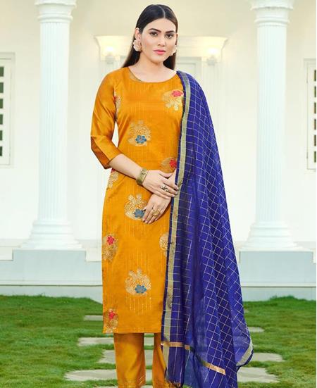 Picture of Elegant Yellow Readymade Salwar Kameez