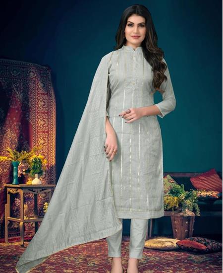 Picture of Stunning Grey Straight Cut Salwar Kameez