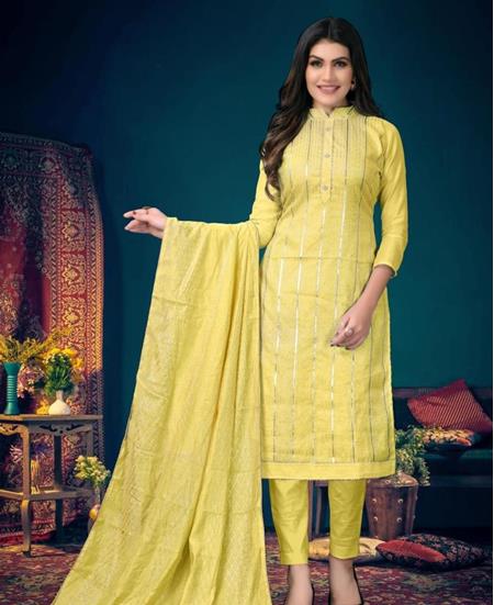 Picture of Lovely Yellow Straight Cut Salwar Kameez