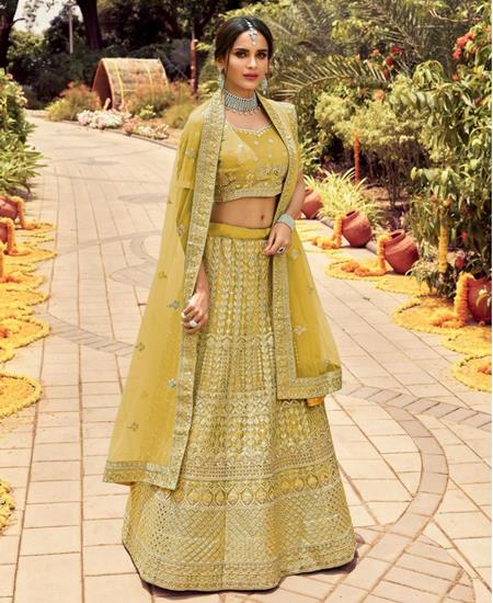 Picture of Magnificent Golden Lehenga Choli