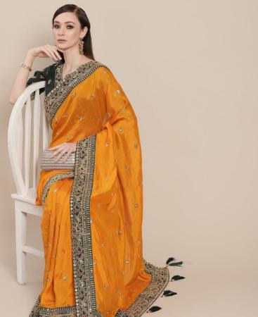 Picture of Comely Yellow Casual Saree