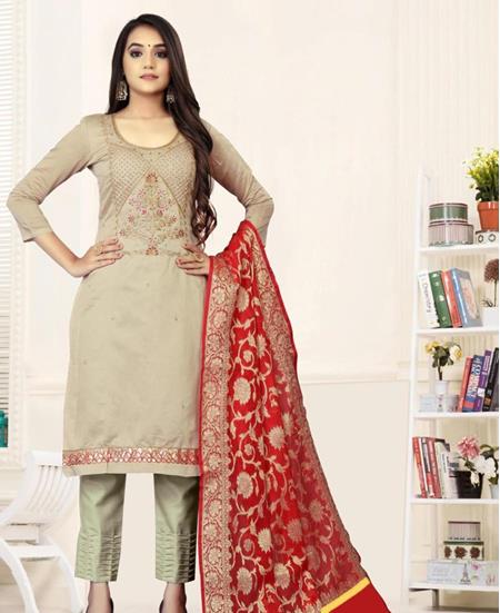 Picture of Alluring Grey Cotton Salwar Kameez