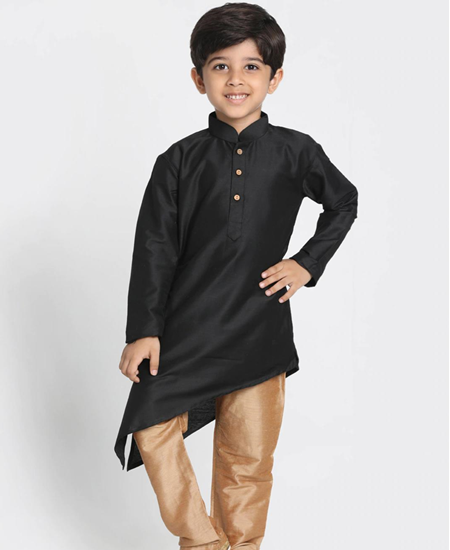 Picture of Good Looking Black Kids Kurta Pyjama