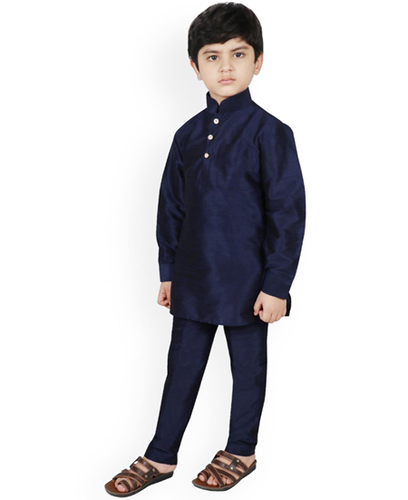 Picture of Admirable Navy Blue Kids Kurta Pyjama