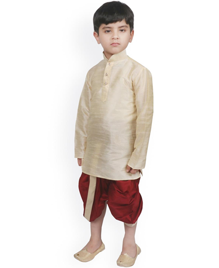 Picture of Shapely Cream Kids Kurta Pyjama