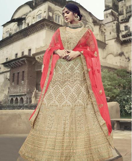 Picture of Good Looking Beige Lehenga Choli