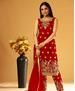 Picture of Fine Red Straight Cut Salwar Kameez