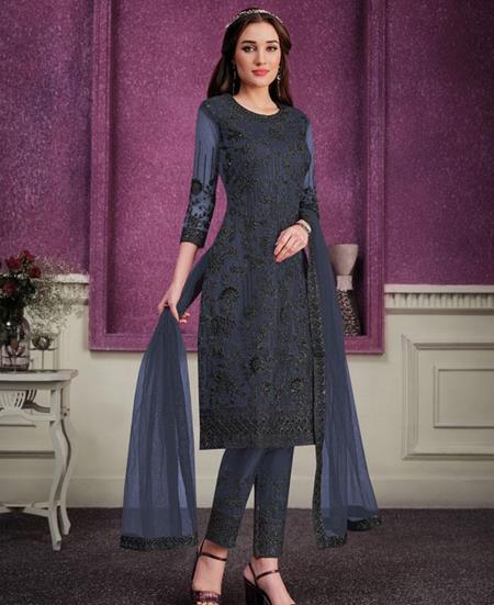 Picture of Enticing Nevy Blue Straight Cut Salwar Kameez