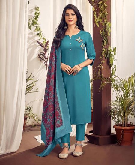 Picture of Fine Rama Blue Readymade Salwar Kameez