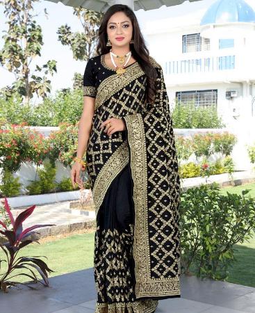 Picture of Superb Black Silk Saree