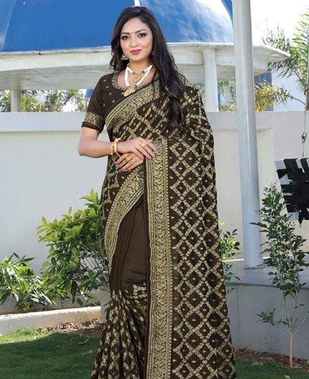 Picture of Superb Mehndi Silk Saree