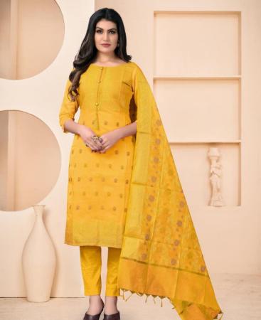 Picture of Pleasing Yellow Casual Saree