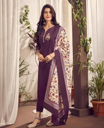 Picture of Delightful Wine Readymade Salwar Kameez