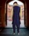 Picture of Fine Cream Blue Sherwani