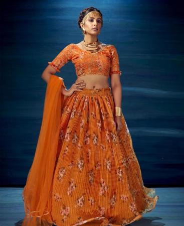 Picture of Beautiful Orange Lehenga Choli