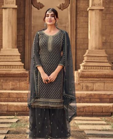 Picture of Ideal Grey Straight Cut Salwar Kameez