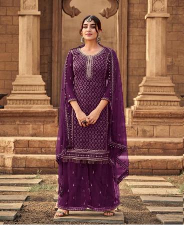 Picture of Stunning Wine Straight Cut Salwar Kameez