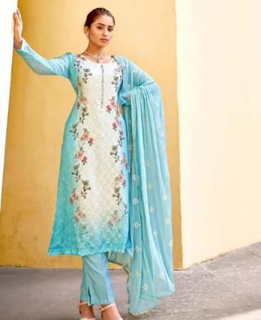 Picture of Charming Blue Straight Cut Salwar Kameez