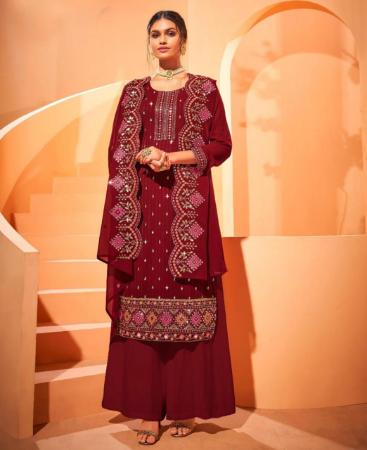 Picture of Beauteous Maroon Straight Cut Salwar Kameez