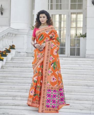 Picture of Taking Orange Silk Saree