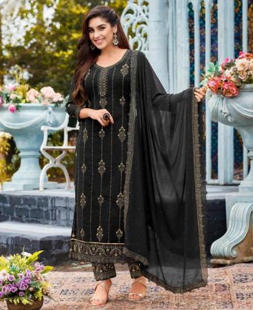 Picture of Statuesque Black Straight Cut Salwar Kameez