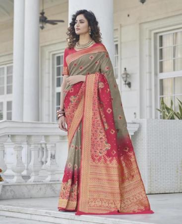 Picture of Elegant Grey Silk Saree