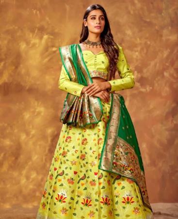 Picture of Appealing Yellow Green Lehenga Choli