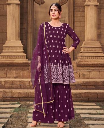 Picture of Classy Wine Straight Cut Salwar Kameez