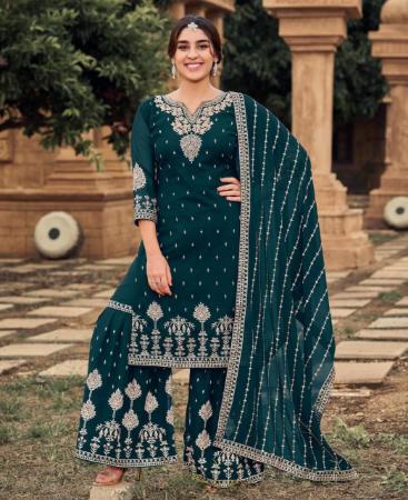 Picture of Grand Teal Straight Cut Salwar Kameez