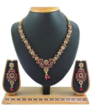 Picture of Pleasing Maroon Necklace Set