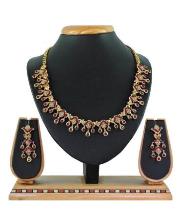 Picture of Graceful Maroon Necklace Set