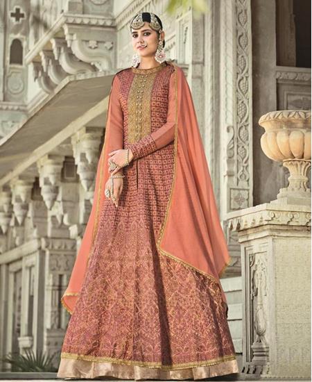 Picture of Lovely Rust Party Wear Salwar Kameez