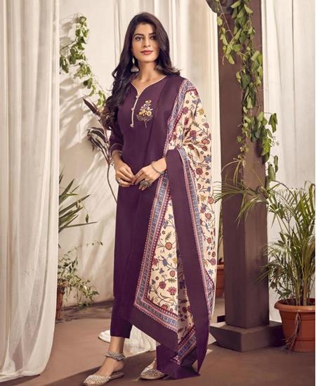 Picture of Delightful Wine Readymade Salwar Kameez