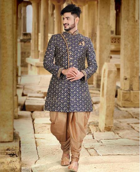 Picture of Graceful Navy Blue Sherwani