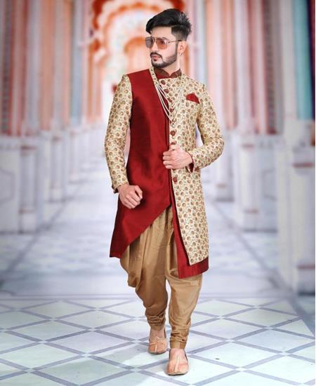 Picture of Stunning Maroon Sherwani