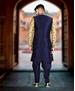 Picture of Fine Cream Blue Sherwani