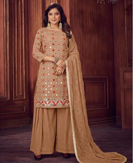 Picture of Pleasing Brown Straight Cut Salwar Kameez