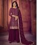 Picture of Well Formed Wine Straight Cut Salwar Kameez