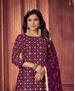 Picture of Well Formed Wine Straight Cut Salwar Kameez