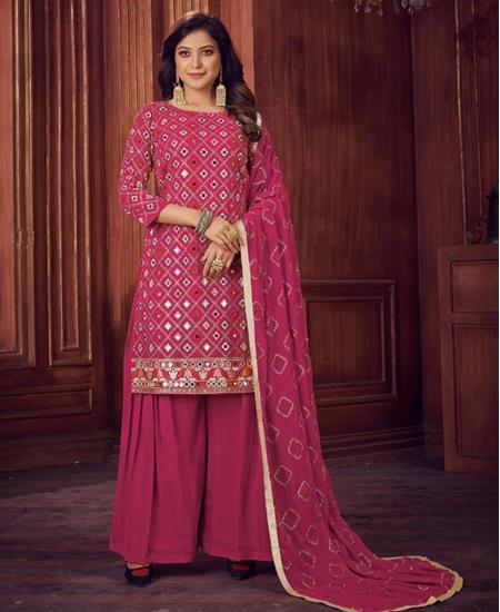 Picture of Ideal Pink Straight Cut Salwar Kameez