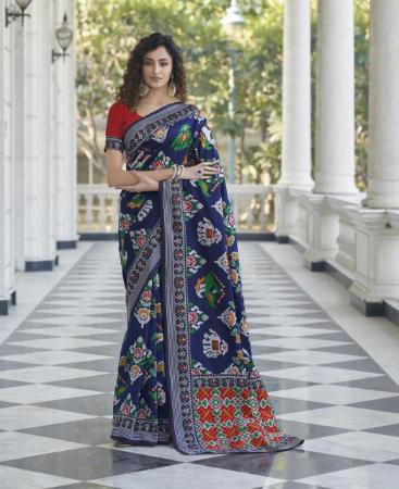 Picture of Bewitching Blue Silk Saree