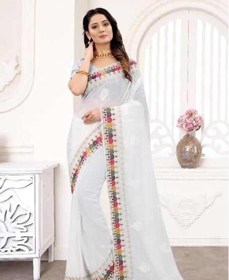 Picture of Charming White Georgette Saree