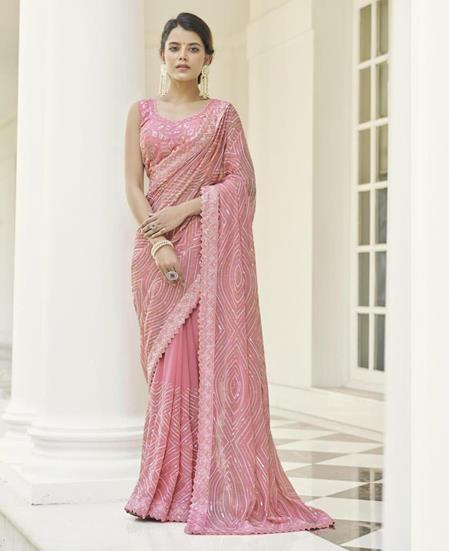 Picture of Alluring Baby Pink Designer Saree